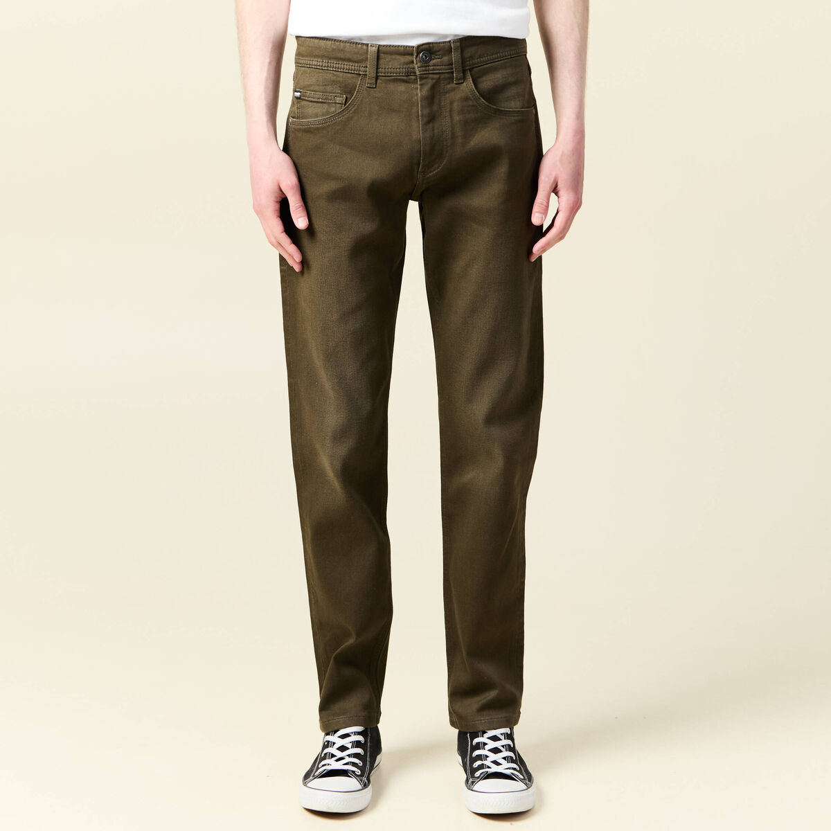 Jeans straight longueur 32 denim taupe homme