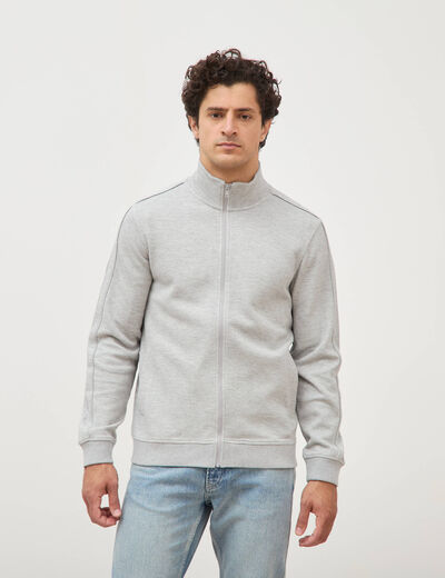 Gilet manches longues col montant gris clair homme