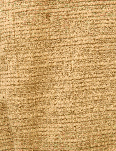 Veste droite manches longues tweed camel femme
