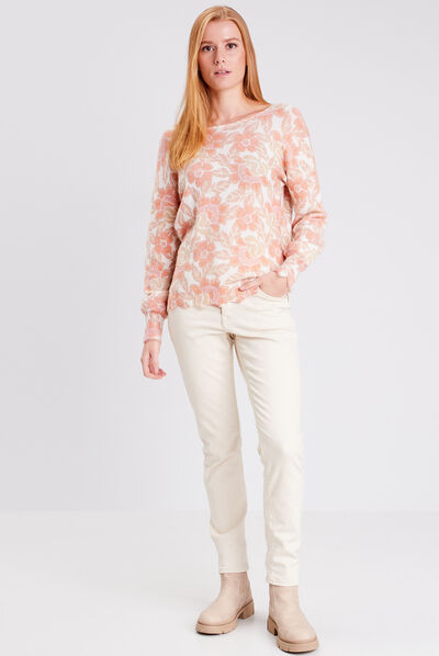 Pull manches longues rose femme