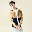 Sweat zipp&eacute; &agrave; capuche bleu marine homme