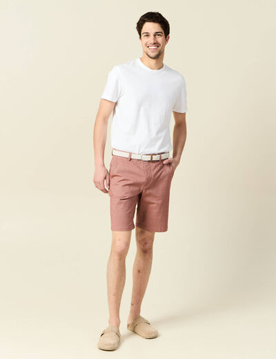Bermuda droit chino ceinture marron cognac homme