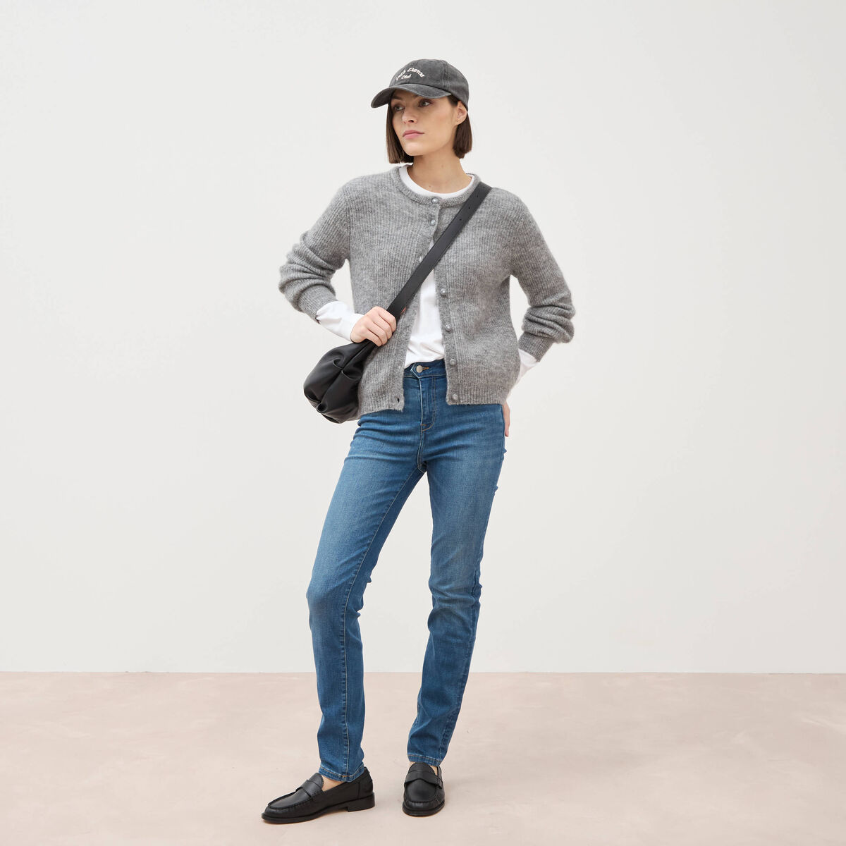Jeans slim taille haute denim stone femme
