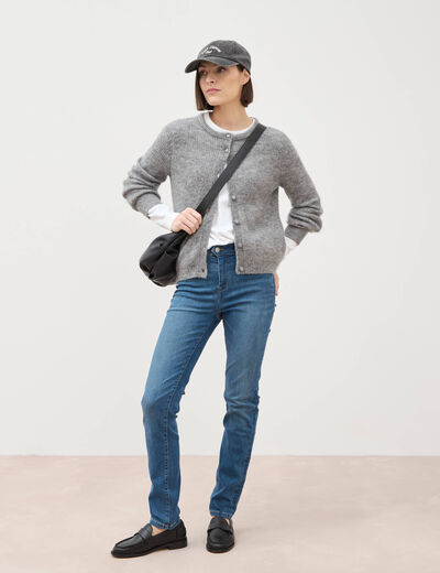 Jeans slim taille haute denim stone femme