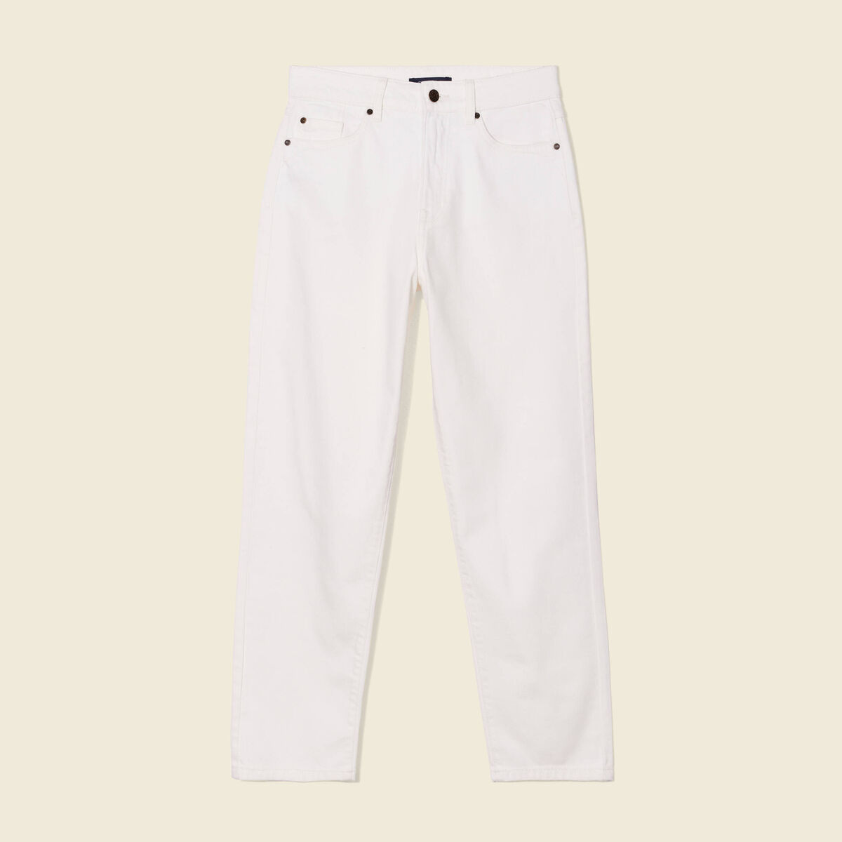 Jeans straight 5 poches denim blanc femme
