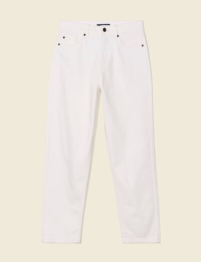 Jeans straight 5 poches denim blanc femme
