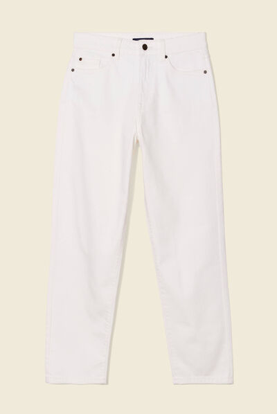 Jeans straight 5 poches denim blanc femme