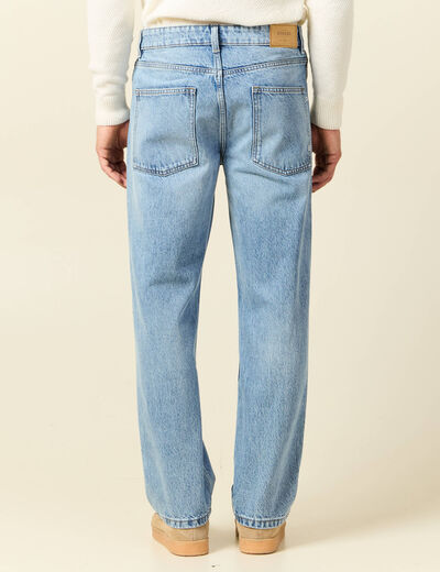 Jeans relax 5 poches denim bleach homme
