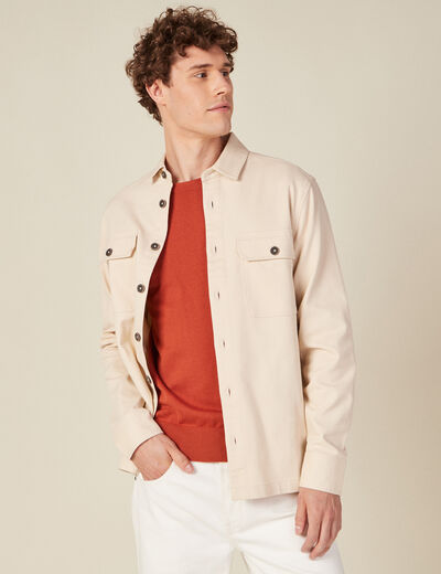 Surchemise manches longues beige homme