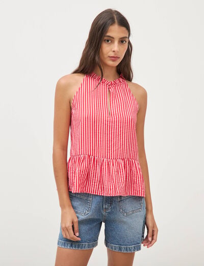 Top droit sans manches rouge femme