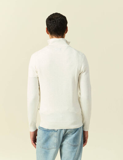 Pull fin col camionneur manches longues ecru homme
