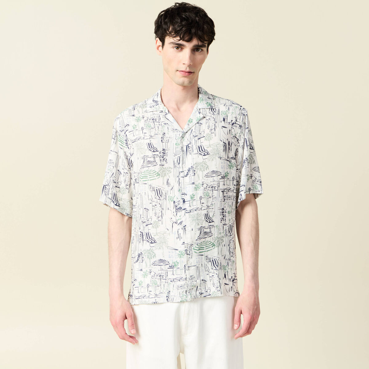 Chemise manches courtes fluide blanc homme