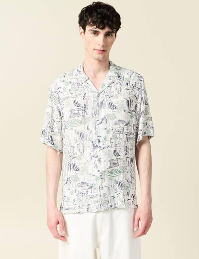 Chemise manches courtes fluide blanc homme