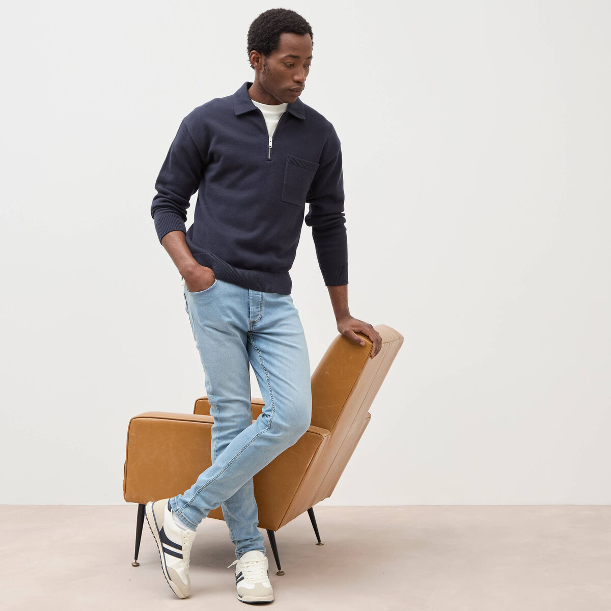 Jeans skinny tapered denim bleach homme