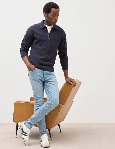 Jeans skinny tapered denim bleach homme
