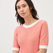 Pull droit court manches courtes orange fonc&eacute; femme