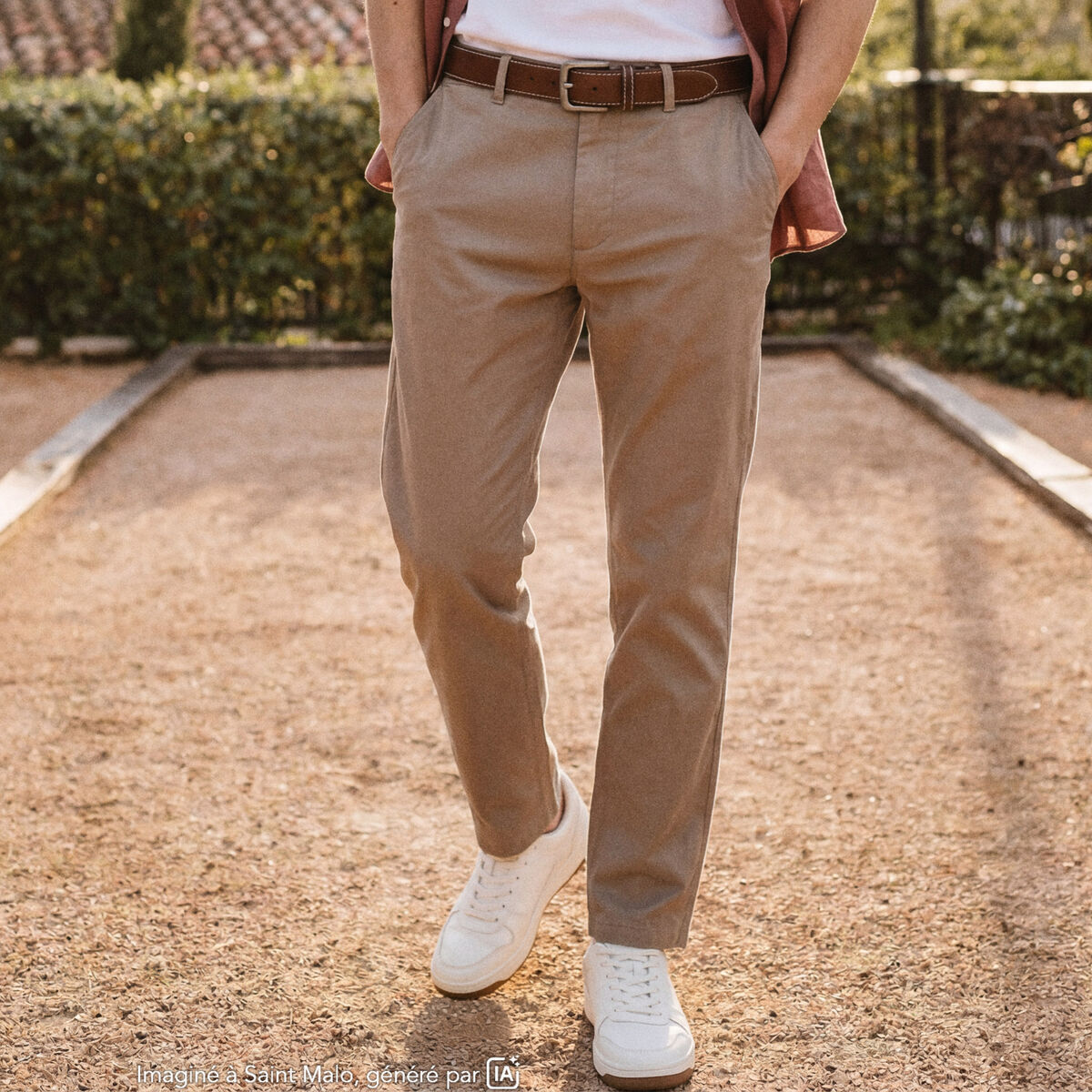 Pantalon chino taupe homme
