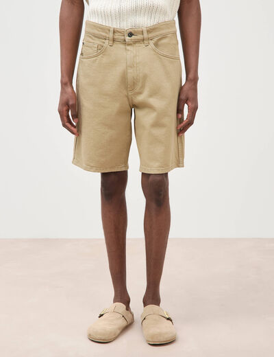 Bermuda en jean coton beige homme
