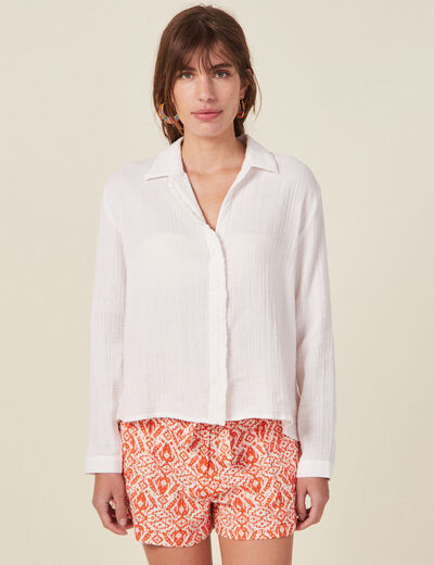 Chemise manches longues blanc femme