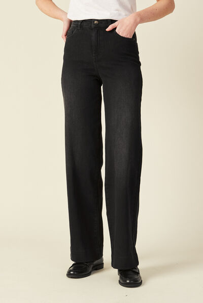 Jeans flare taille haute denim noir femme