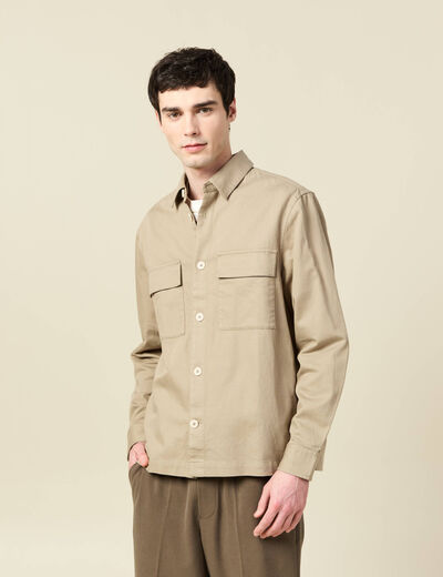 Surchemise manches longues vert kaki homme