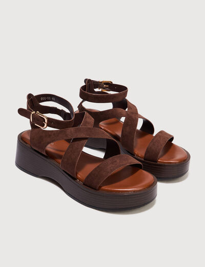 Sandales marron fonc&eacute; femme