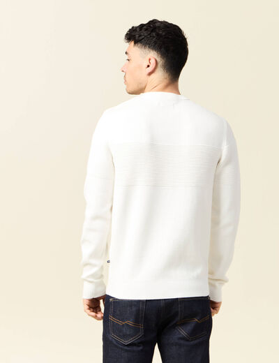 Pull manches longues col rond ecru homme