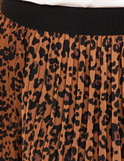 Jupe longue droite plissée marron foncé femme
