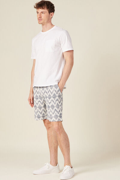 Bermuda droit taille nouée bleu foncé homme