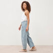 Jeans barrel taille haute 7/8&egrave;me denim bleach femme