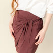 Jupe droite satin marron femme