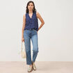 Top sans manches col v fluide bleu femme