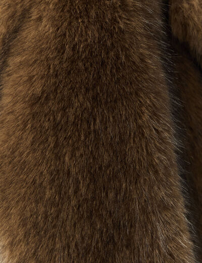 Manteau manches longues doubl&eacute; marron femme