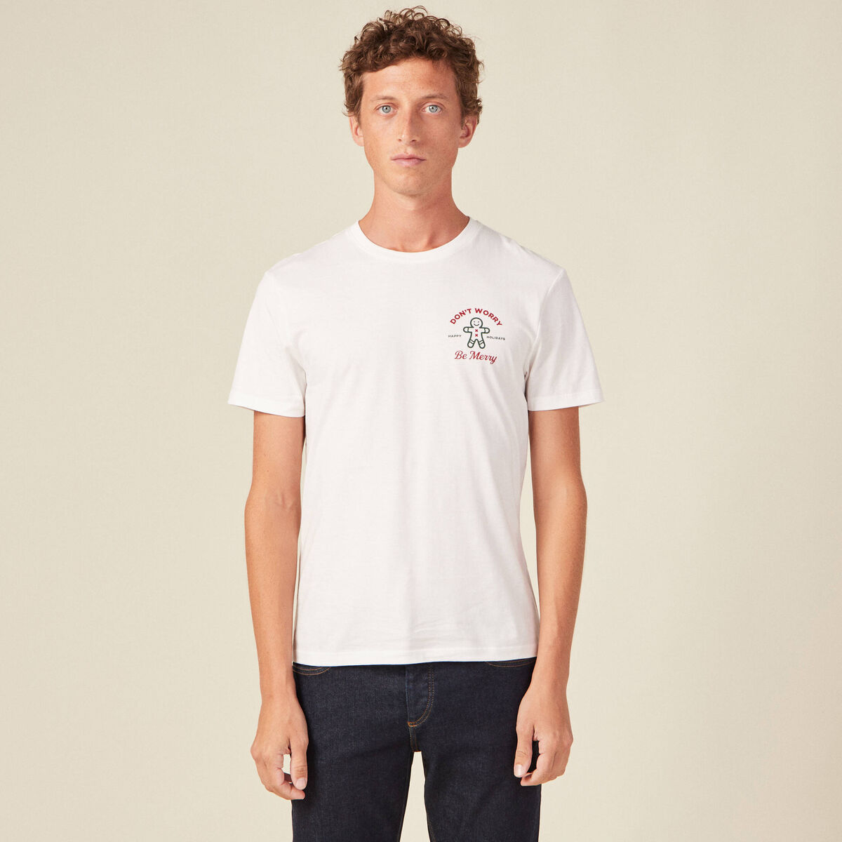 T-shirt manches courtes ecru homme