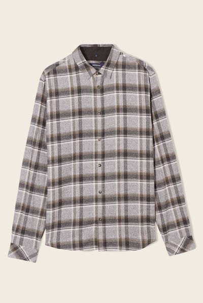 Chemise manches longues vert kaki homme