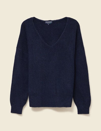 Pull manches longues bleu marine femme