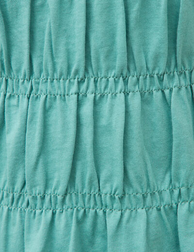 T-shirt cintr&eacute; col rond manches longues vert femme