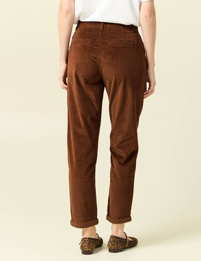 Pantalon large 7/8&egrave;me taille haute marron fonc&eacute; femme