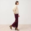 Pull droit court col v manches courtes ivoire femme