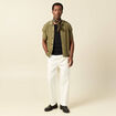 Chemise manches courtes col polo vert kaki homme