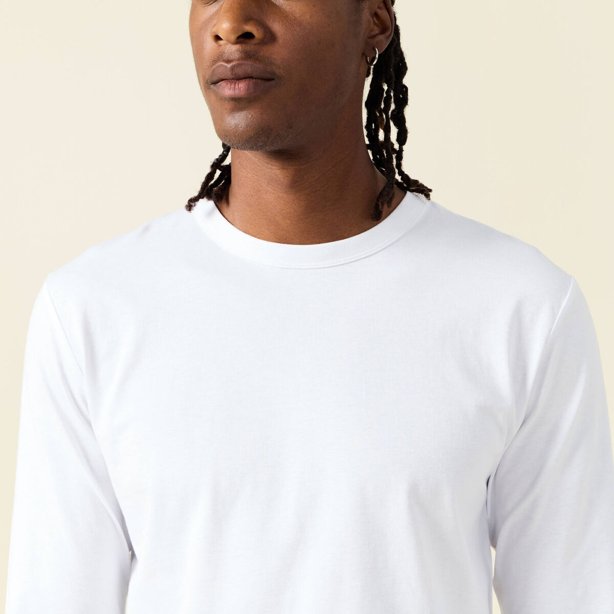 T-shirt en coton manches longues blanc homme