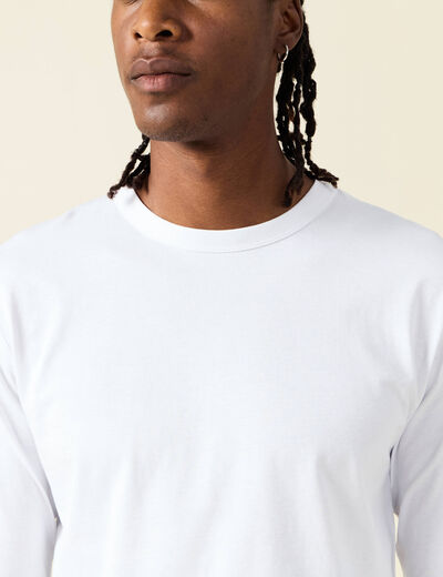 T-shirt en coton manches longues blanc homme