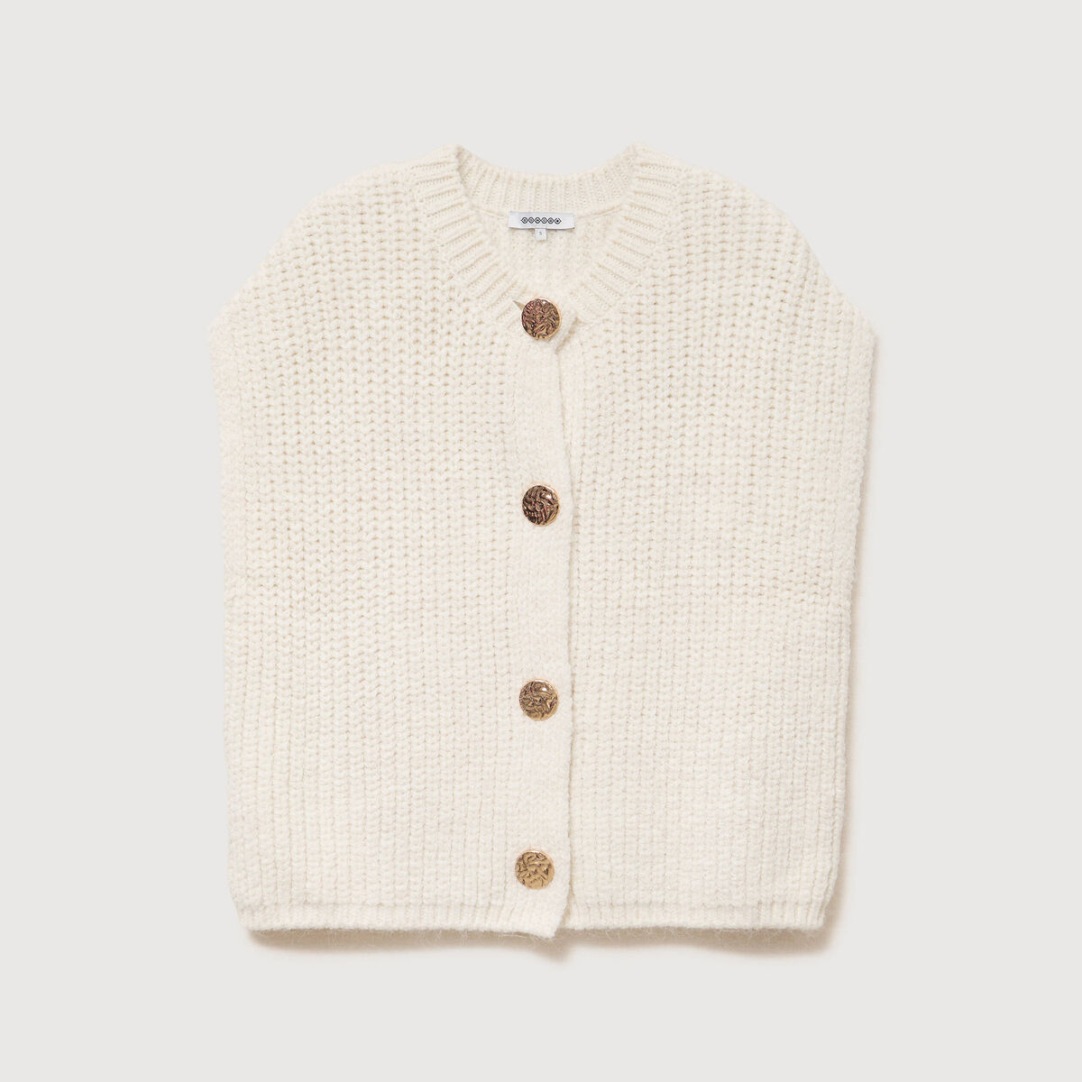 Gilet droit sans manches col rond creme femme