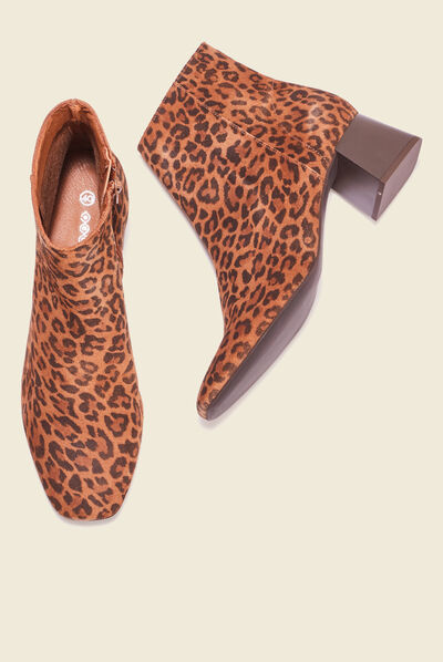 Bottines à talons en cuir marron femme