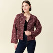 Gilet matelassé col rond rouge foncé femme
