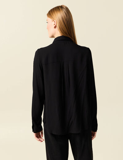 Chemise manches longues fluide noir femme