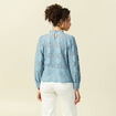 Blouse cintr&eacute;e dentelle manches longues gris femme