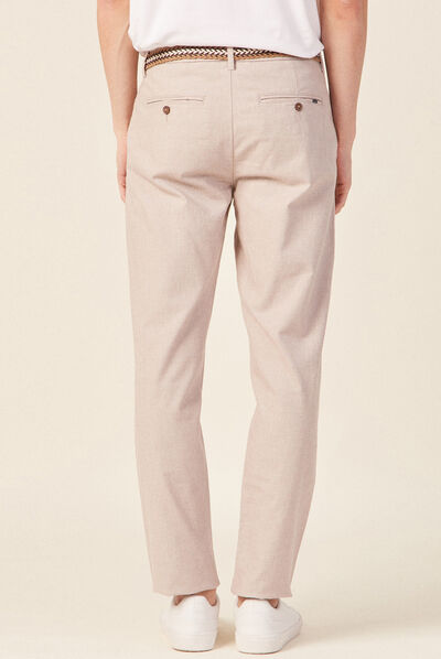 Pantalon chino ceinturé beige homme