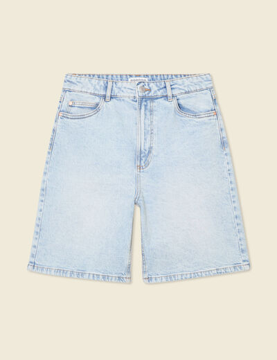 Bermuda droit en jean denim snow bleu femme