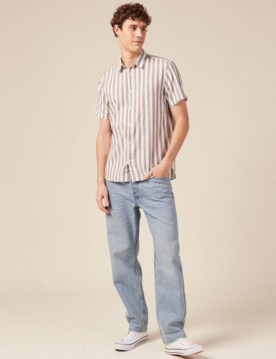 Chemise manches courtes vert kaki homme